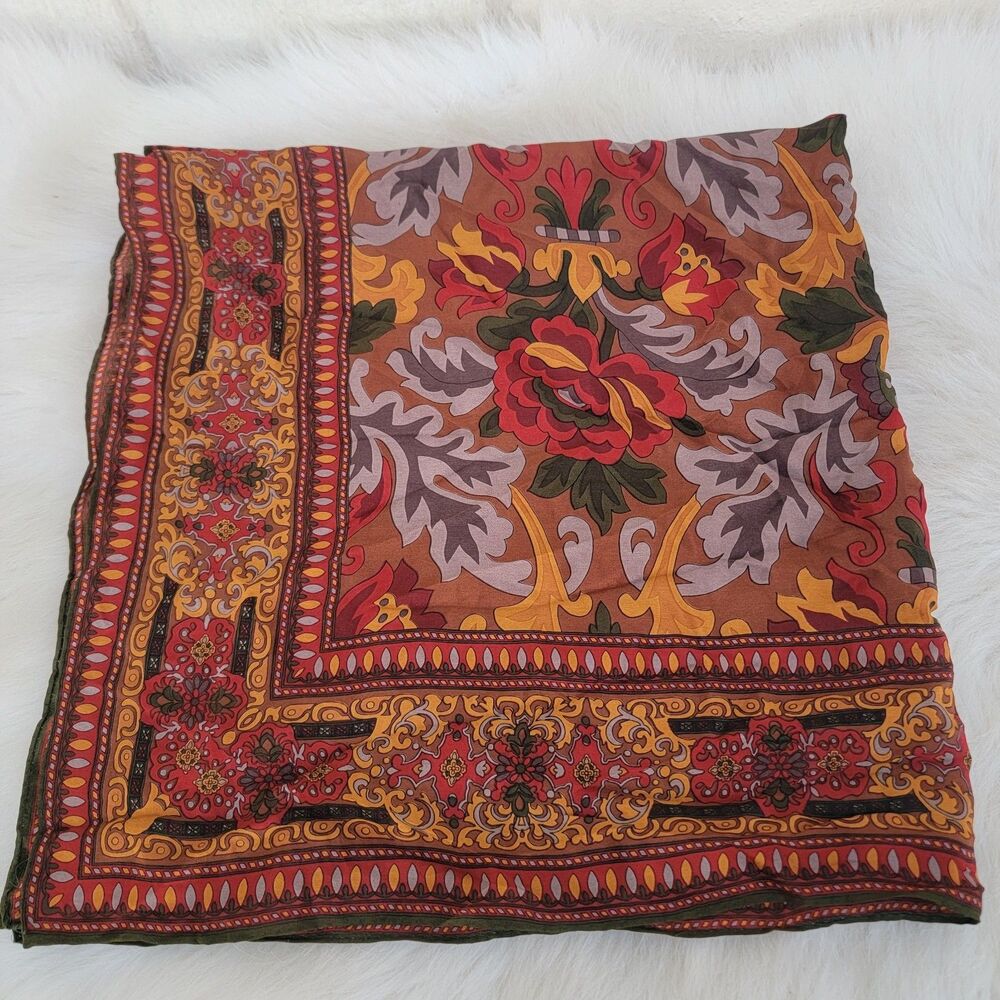 Liz Claiborne Floral Paisley Scarf in Red, Mustard, Olive & Taupe